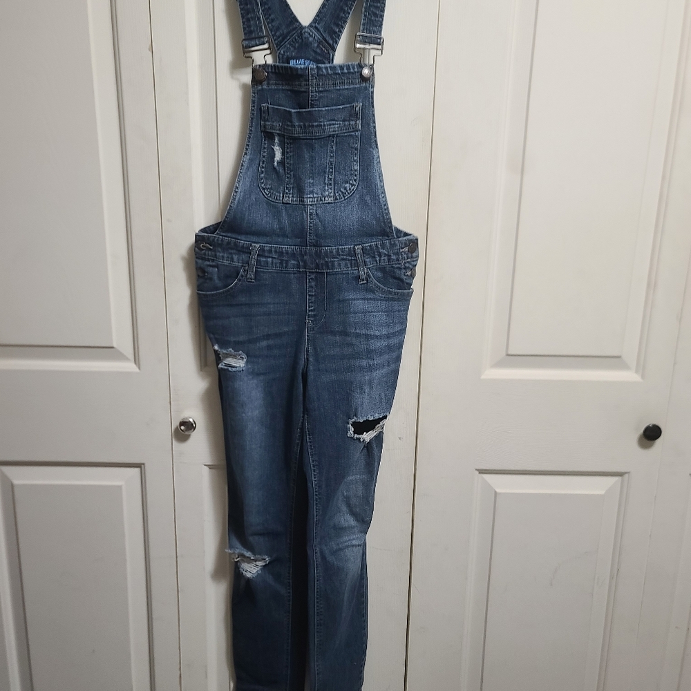 Blue Spice Blue Overalls Distressed Denim